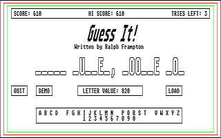 Guess It! atari screenshot